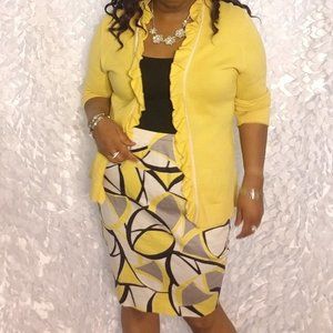 Jones Wear Yellow Ruffle Cardigan